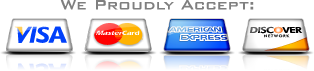We proudly accept credit cards for payment